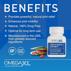 OmegaXL Joint Support Supplement, for Relief - Natural Muscle Support, 100% Drug-Free, 60, 120, 300 Count